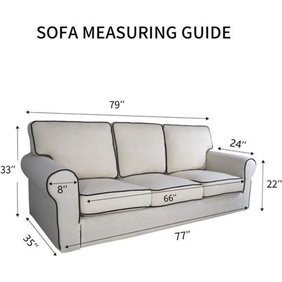 Washable Couch Cover with Non Slip Foam and Elastic Straps(Sofa, Gray/LightGray) - Picture 5 of 6